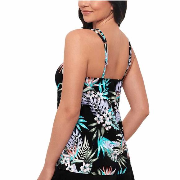 Swim Solutions Bring Me Flowers Pleated Front Tankini Swim Top Size 16 - Picture 8 of 8